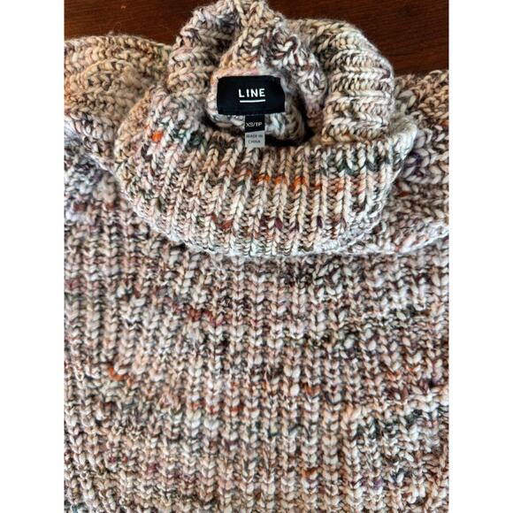 NWOT LINED Brand Luxie Marled Multicolor Knit Wool Blend Turtleneck Sweater XS - Picture 3 of 7